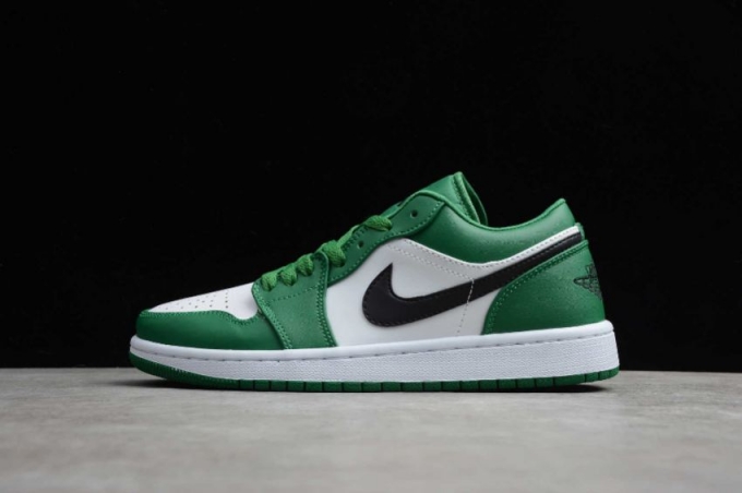 Women's | Air Jordan 1 Low White Black Pine Green Basketball Shoes