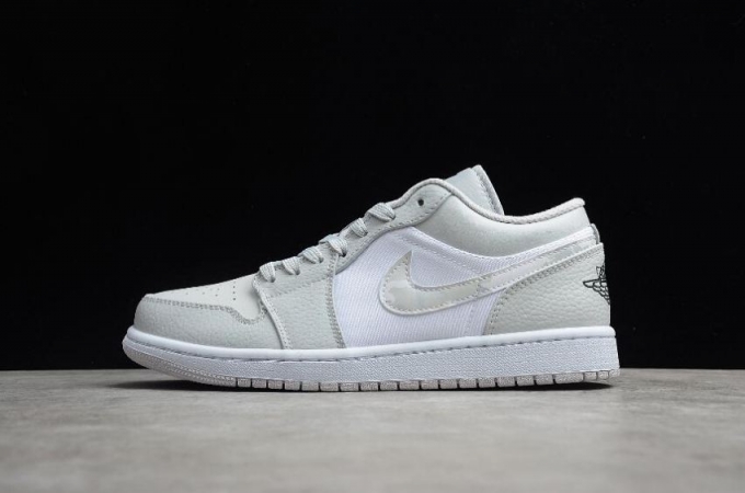 Women's | Air Jordan 1 Low White Camo Photon Dust Grey Fog Basketball Shoes