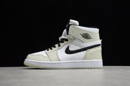 Women's | Air Jordan 1 Zoom Air CMFT White Grey Black Shoes Basketball Shoes