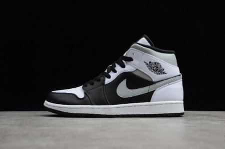 Men's | Air Jordan 1 Mid White Shadow Black White Light Smoke Grey Basketball Shoes