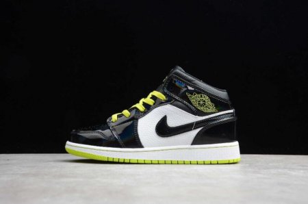 Men's | Air Jordan 1 Mid SE GS Black Cyber White Mystic Green Basketball Shoes