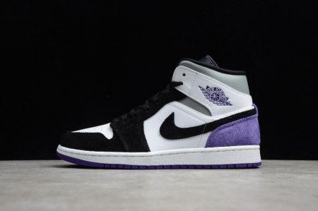 Men's | Air Jordan 1 Mid SE White Court Purple Black Basketball Shoes