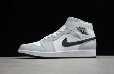 Women's | Air Jordan 1 Mid Grey Fog Black White Basketball Shoes