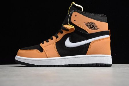 Women's | Air Jordan 1 Zoom CMFT Black Wheat Black White Monarch Yellow Basketball Shoes