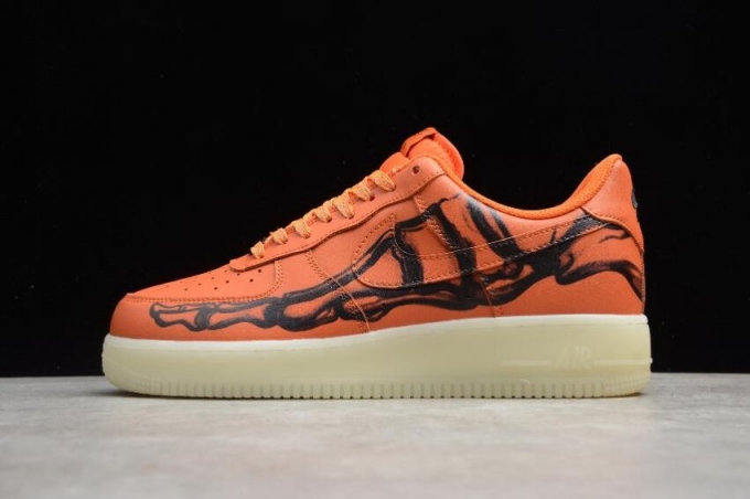 Men's | Nike Air Force 1 07 Skeleton QS Orange Black CU8067-800 Running Shoes