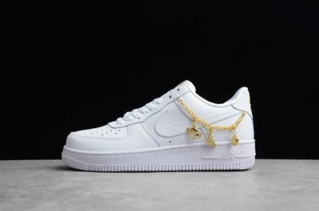 Women's | Nike Air Force 1 07 LX DD1525-100 White Metallic Gold Shoes Running Shoes