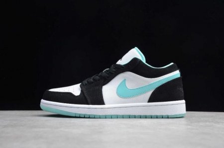 Women's | Air Jordan 1 Low White Island Green White Black Basketball Shoes