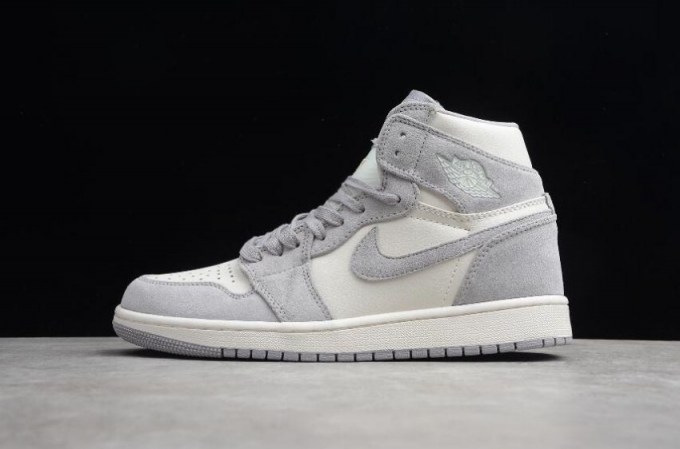 Women's | Air Jordan 1 Retro High PREM Pale Ivory Grey White Basketball Shoes