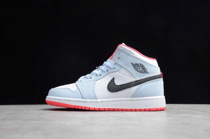 Women's | Air Jordan 1 Mid GS Half Blue Black White Basketball Shoes