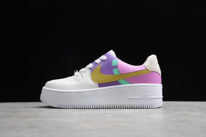 Women's | Nike Air Force 1 Sage Low LX Rice White Yellow Rose Red BV1976-005 Running Shoes