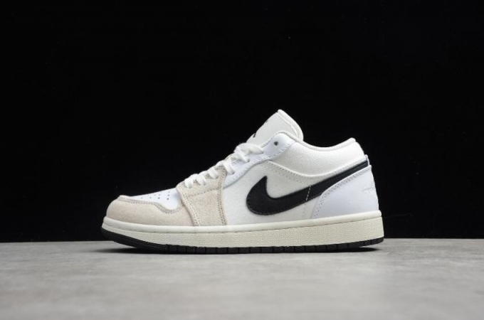 Women's | Air Jordan 1 Low PRM GS Sail Black White Basketball Shoes