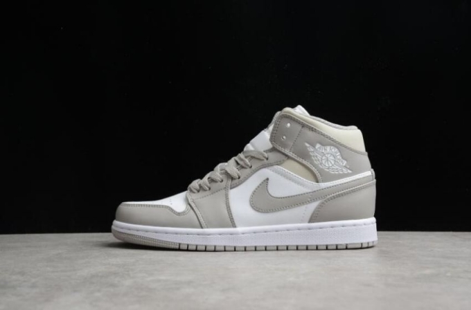 Men's | Air Jordan 1 Mid College Grey Light Bone White Basketball Shoes