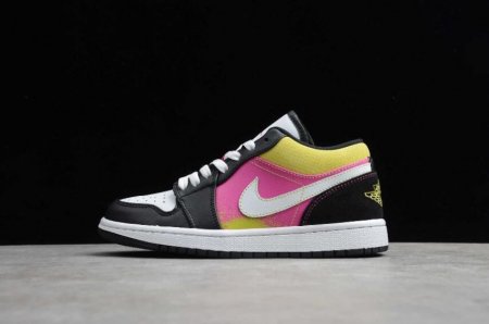 Women's | Air Jordan 1 Low SE GS Black White Active Fuchsia Basketball Shoes