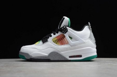 Men's | Air Jordan 4 Retro Rasta White Black University Red Lucid Green Basketball Shoes