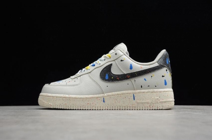 Men's | Nike Air Force 1 07 Paint Splatter Light Bone Black Sail CZ0339-001 Running Shoes