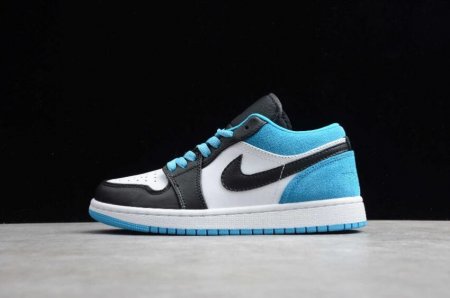 Women's | Air Jordan 1 Low SE GS Laser Blue Black White Basketball Shoes