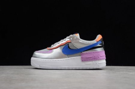 Women's | Nike Air Force 1 Shadow Metallic Silver Racer Blue CW6030-001 Running Shoes