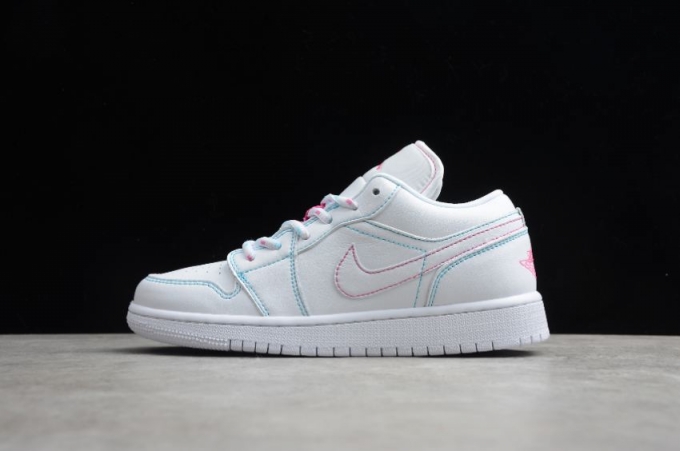 Women's | Air Jordan 1 Low GS White White-Aurora Green-Soar Basketball Shoes