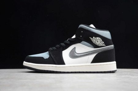 Men's | Air Jordan 1 Mid Black White Grey Basketball Shoes