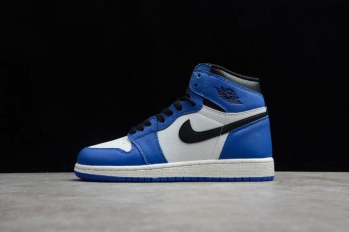 Women's | Air Jordan 1 Retro Hi OG BG Black Sport Royal White Basketball Shoes