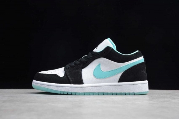 Men's | Air Jordan 1 Low White Island Green White Black Basketball Shoes