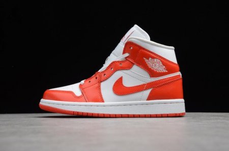 Men's | WMNS Air Jordan 1 Mid White Habanero Red Basketball Shoes