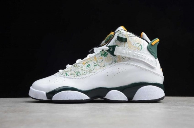 Women's | Air Jordan 6 Retro Rings White Black Dark Pine Taxi Basketball Shoes