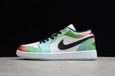 Women's | Air Jordan 1 Low White Multi Color Black Basketball Shoes