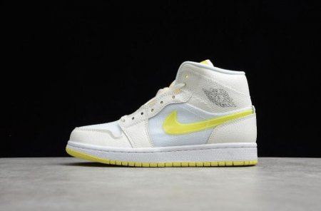 Men's | WMNS Air Jordan 1 Mid SE Sail LT VLTGE Yellow White Shoes Basketball Shoes