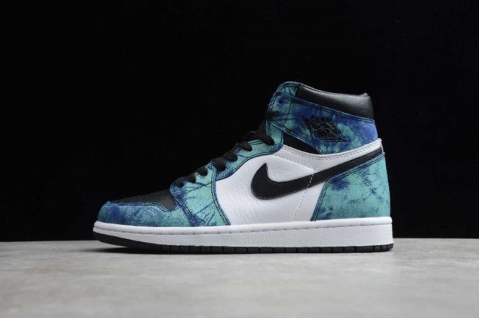 Women's | Air Jordan 1 High OG WMNS Tie-Dye White Black-Aurora Green Basketball Shoes