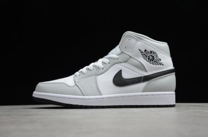 Men's | Air Jordan 1 Mid Grey Fog Black White Basketball Shoes