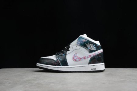 Women's | Air Jordan 1 Mid GS White Bright Crimson Blue Hero Shoes Basketball Shoes