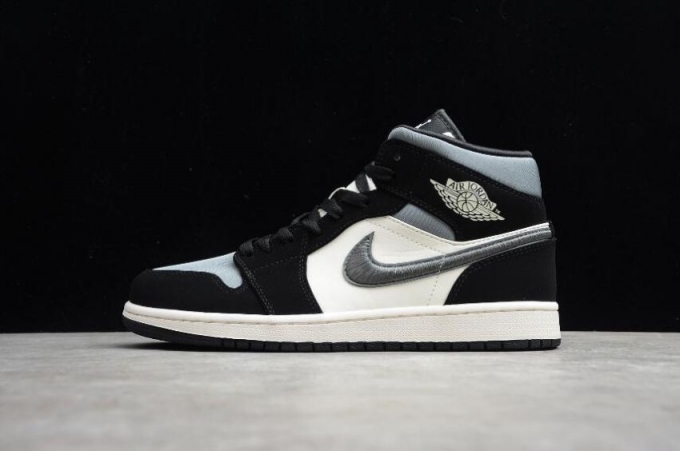 Women's | Air Jordan 1 Mid SE Black Smoke Grey Sail Basketball Shoes