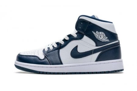 Men's | Air Jordan 1 Mid White Obsidian Basketball Shoes