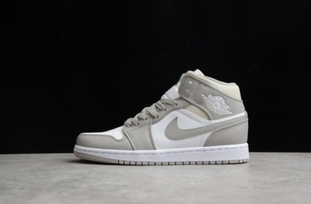 Women's | Air Jordan 1 Mid College Grey Light Bone White Basketball Shoes