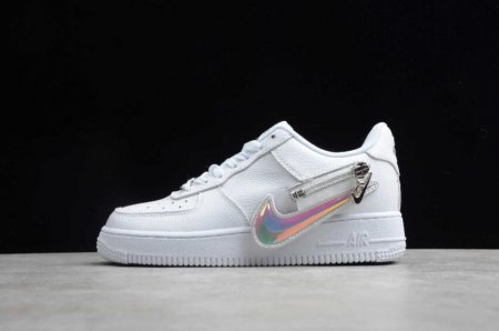 Women's | Nike Air Force 1 07 Low Zip Swoosh White Fluorescent Green CW6558-100 Running Shoes