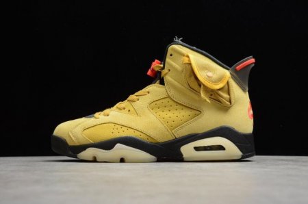 Women's | Travis Scott x Air Jordan 6 Retro Wheat Yellow Basketball Shoes