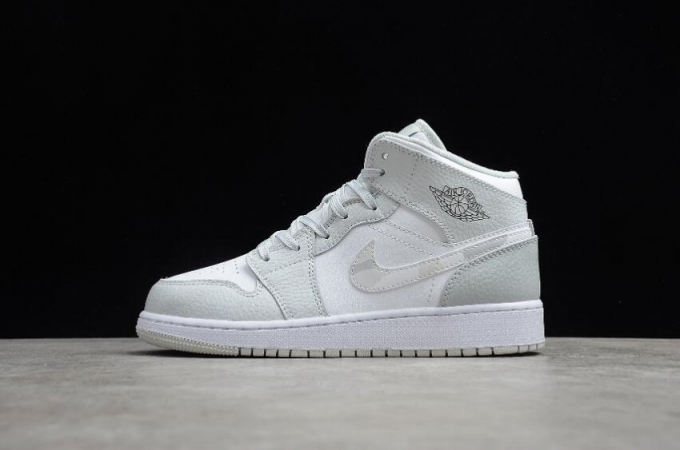 Men's | Air Jordan 1 Mid SE GS White Photon Dust Grey Fog Basketball Shoes