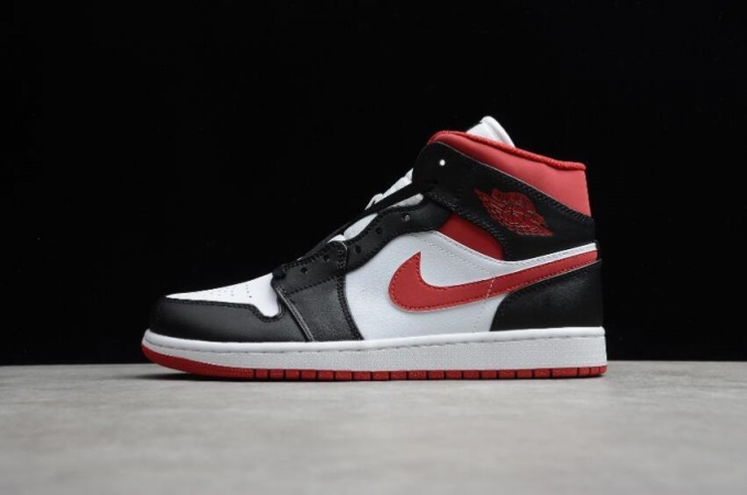 Women's | Air Jordan 1 Mid White Gym Red Black Shoes Basketball Shoes