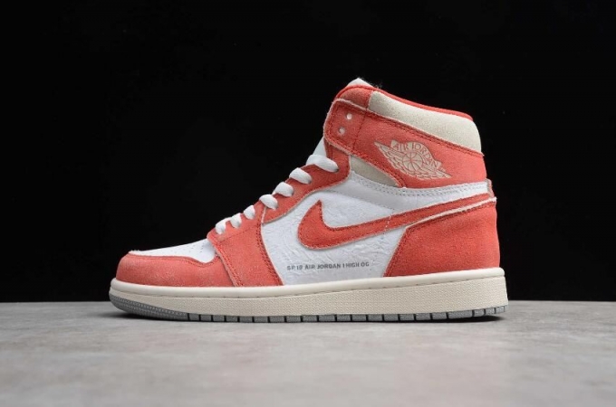 Women's | Air Jordan 1 Retro High OG White Orange Red Basketball Shoes