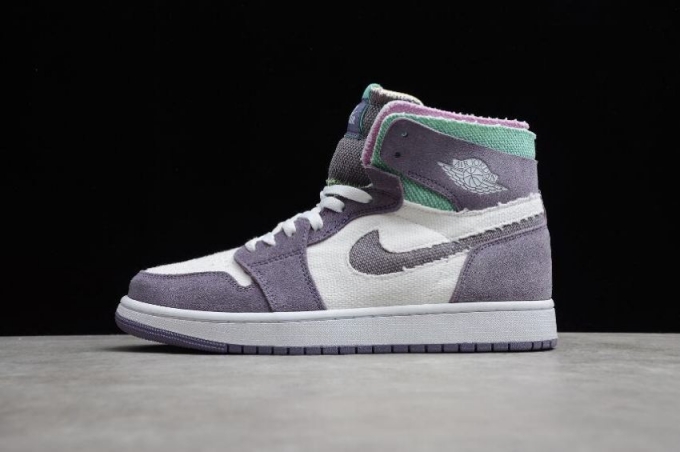 Men's | Air Jordan 1 Zoom Comfort Tropical Twist White Grape Volet Green Shoes Basketball Shoes