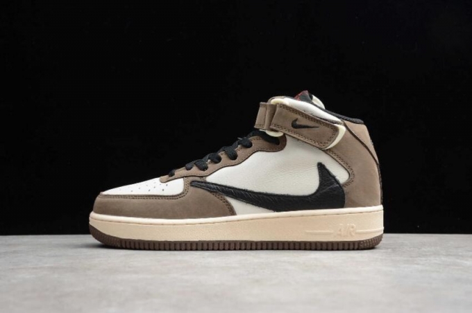 Men's | Nike Air Force 1 Mid 07 x Travis Scott Beige Brown 804609-168 Running Shoes