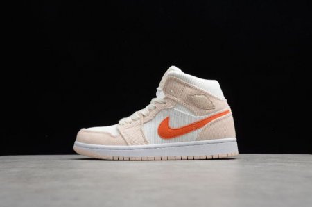 Women's | WMNS Air Jordan 1 Mid Corduroy Beige Orange Basketball Shoes