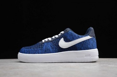 Women's | Nike Air Force 1 Flyknit 2.0 College Navy White Obsidian AV3042-400 Running Shoes