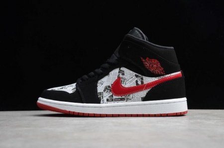 Women's | Air Jordan 1 Mid SE Black White Basketball Shoes