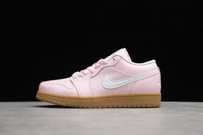 Women's | Air Jordan 1 Low Pink Gum Arctic Pink White-Gum Light Brown Basketball Shoes