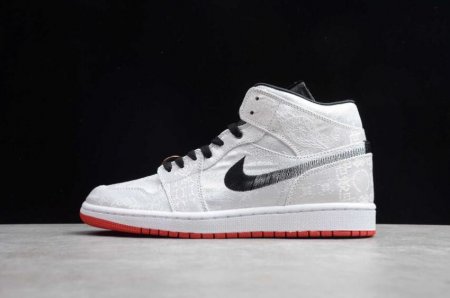 Women's | Air Jordan 1 Mid By Edison Chen White Black Red Basketball Shoes