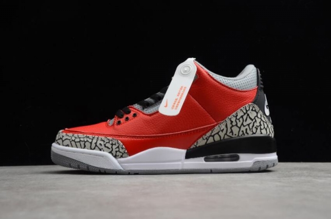 Women's | Air Jordan 3 Retro Tinker NRG Fire Red Cement Grey Black Basketball Shoes