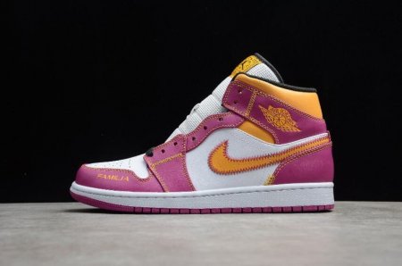 Women's | Air Jordan 1 Mid DOD Familia White University Gold Footwear Basketball Shoes