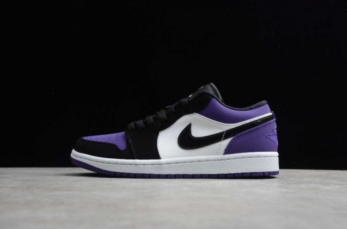 Men's | Air Jordan 1 Low White Black Court Purple Basketball Shoes